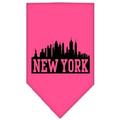 New York Skyline Screen Print Bandana Bright Pink Small