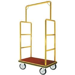 Aarco LC-1C Bellman Luggage Cart - Chrome w/ Carpeted Bed and Hanger Rail