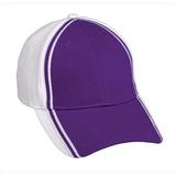 Whispering Pines Sportwear CG102 Collegiate Cap Stiped On Front Panel & Visor, Purple, White