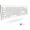 Macally Full Size USB Wired Keyboard for Mac and PC - Plug & Play Wired Computer Keyboard - Compatible Apple 104 Keyboard with 15 Shortcut Keys for Easy Controls & Navigation - White (MKEYE)