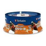 Verbatim 4.7GB 16X DVD-R Inkjet Printable Hub Printable 25 Packs Spindle 25Pkg DVD Recordable Media Model 96191
