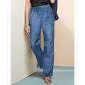 Draper's & Damon's Women's Cotton Tab-Front Straight Leg Pull-On Denim Jeans - Blue - L - Misses