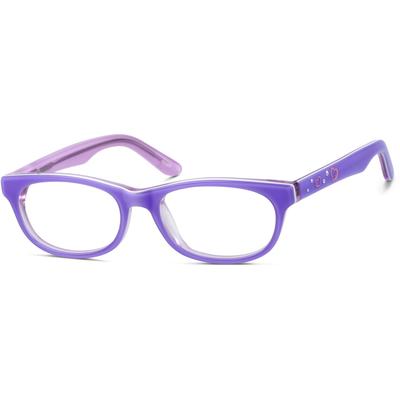 Zenni Girls Oval Prescription Glasses Purple Plastic Full Rim Frame