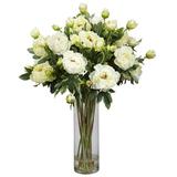 Nearly Natural Giant Peony Silk Flower Arrangement White