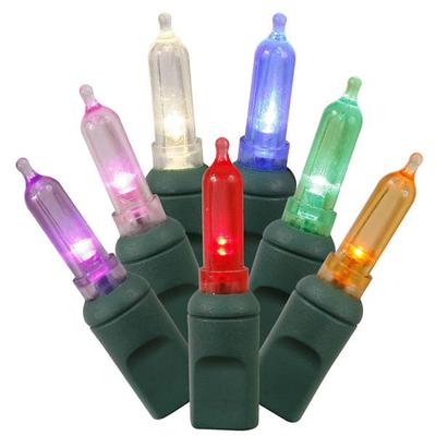 Vickerman 36096 - 100 Light 34' Green Wire Multi-Color Italian LED Miniature Christmas Light String Set with 4" Spacing (X4G7100)