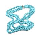 TreasureBay Women's Necklace 8mm Turquoise Gemstone Triple Rows Layers Necklace With Sliding Clasp