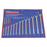 WESTWARD 4PL92 Combo Wrench Set,Satin,1/4-1-1/4 in,17Pc