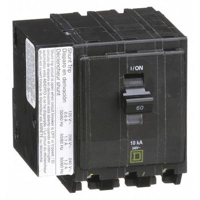 SQUARE D QO3601021 Miniature Circuit Breaker, QO Series, 60A, 3 Pole, 120/240V