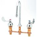 T&S BRASS B-2867-04 Manual 8" Mount, 3 Hole Gooseneck Kitchen/Bathroom Faucet,