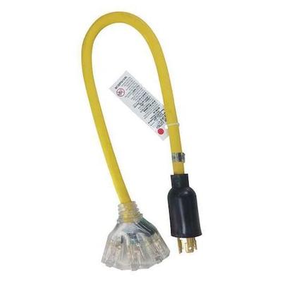 POWER FIRST 4GAA3 STOW Extension Cord Adapter, 12 AWG, Outdoor, 12/3, 3