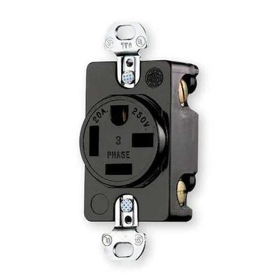 HUBBELL HBL8420 Receptacle, 20 A Amps, 250V AC, Flush Mount, Single Outlet,