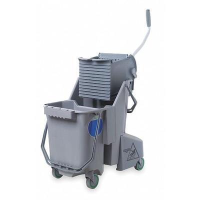 UNGER COMBG 8 gal CLEANERx Dual Bucket Side Press Mop Bucket and Wringer, Gray,