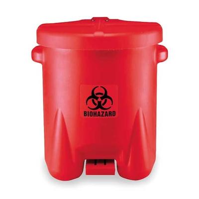 EAGLE MFG 947BIO Biohazard Step On Waste Can, 14 Gallon Capacity, Polyethylene,