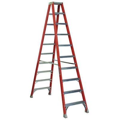 LOUISVILLE FM1510 10 ft Fiberglass Twin Stepladder, 300 lb Capacity