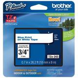 BROTHER TZe243 Adhesive TZ Tape (R) Cartridge 0.70"x26-1/5ft., Blue/White