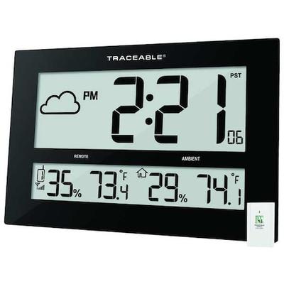 ZORO SELECT 1087 16-1/2" Digital Radio Atomc Clock, Black