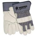 MCR SAFETY 1935M Leather Palm Gloves,Cowhide,White,M,PR