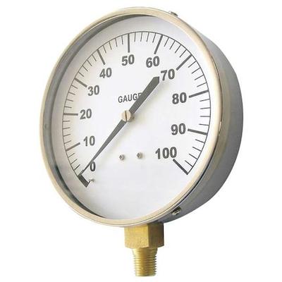 ZORO SELECT 18C810 Pressure Gauge, 0 to 60 psi, 1/4 in MNPT, Stainless Steel,