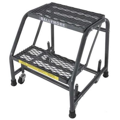 BALLYMORE 218X 19 in H Steel Rolling Ladder, 2 Steps, 450 lb Load Capacity