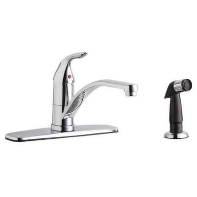 CHICAGO FAUCET 432-ABCP Low Arc Kitchen Faucet, Manual, 8" Mount, 2 Hole