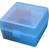 MTM R-100 Rifle Ammo Box Med 243/308 100 Round (RM10024) - Clear Blue Polymer screenshot. Hunting & Archery Equipment directory of Sports Equipment & Outdoor Gear.