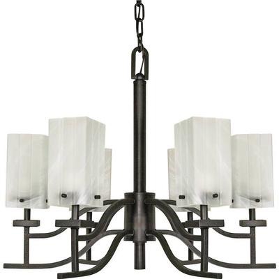 Nuvo Lighting 60000 - 6 Light Textured Black Alabaster Glass Shades Chandelier Light Fixture (60-000)