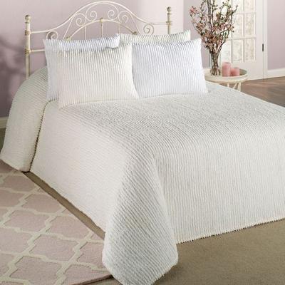 Channel Chenille Bedspread, Queen, Blue