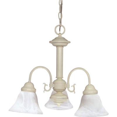 Nuvo Lighting 60188 - 3 Light Textured White Alabaster Glass Bell Shades Chandelier Light Fixture (60-188)