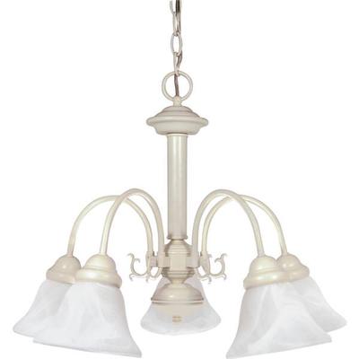 Nuvo Lighting 60187 - 5 Light Textured White Alabaster Glass Bell Shades Chandelier Light Fixture (60-187)