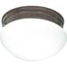 Nuvo Lighting 60407 - 2 Light 10" Round Old Bronze White Mushroom Glass Shade Ceiling Light Fixture (60-407)