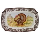 Spode Woodland Turkey Rect Platter 17.5" Turkey Porcelain China/All Ceramic in Brown/White | 12.25 W in | Wayfair 1397998