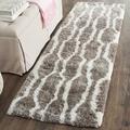 White 24 x 0.5 in Area Rug - Safavieh Barcelona Shag Geometric Handmade Tufted Silver/Ivory Area Rug Polyester/Cotton | 24 W x 0.5 D in | Wayfair