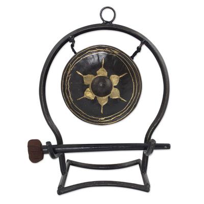Iron and brass gong, 'Thai Harmony' (medium)