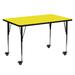 Flash Furniture Goddard Mobile 24"W x 48"L Rectangular HP Laminate Activity Table - Adjustable Legs Laminate/Metal in Yellow | Wayfair