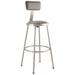 NATIONAL PUBLIC SEATING 6430B Round Stool with Backrest, Height 30"Gray