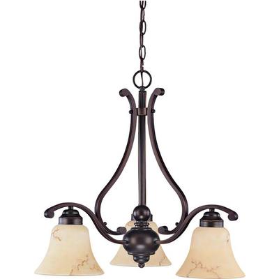 Nuvo Lighting 61401 - 3 Light Copper Espresso Honey Marble Glass Shades Chandelier Light Fixture (60-1401)