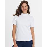 Blair Women's Essential Knit Short-Sleeve Mockneck Top - White - LGE - Misses