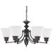 Nuvo Lighting 63169 - 6 Light Mahogany Bronze Frosted White Glass Shades Chandelier Light Fixture (60-3169)