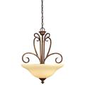 Westinghouse 62208 - 3 Light (Medium Screw Base) 19" Regal Springs Ebony Gold Finish with Burnt Scavo Glass Pendant Light Fixture