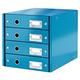 Leitz, Schubladenbox, Blau, 4 Schubladen, A4, Click & Store, 60490036