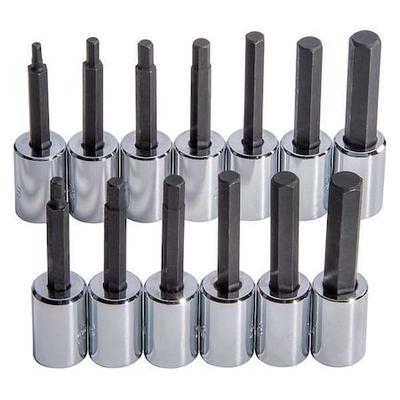 PROTO J4902A 3/8" Drive Hex Bit Set, SAE, Metric, 13 pcs