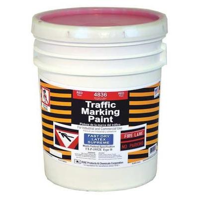 RAE 4836 Traffic Zone Marking Paint, 5 gal., Red, Latex Acrylic -Based