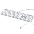 Hama PC Tastatur, kabelgebunden (USB Tastatur, geräuscharm, Ultra Slim Design, Business Tastatur, Computer Tastatur mit Kabel, Deutsches-Layout QWERTZ) Wired Keyboard, weiß silber
