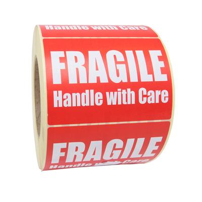 101.6x74.6mm 1000/Pack Fragile Warning Stickers/Labels: White on Red