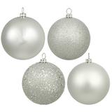 Vickerman 315750 - 6" Silver Shiny Matte Glitter Sequin Ball Christmas Tree Ornament (4 pack) (N591507BX)