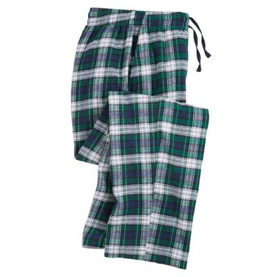 Haband Mens Casual Joe Flannel Pajama Pants, Green Plaid, Size XL