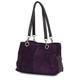 LiaTalia - Lush Italian Suede Womens Twin Handle Multi Zip Pockets Small Shoulder Bag - HOLLY (Purple)