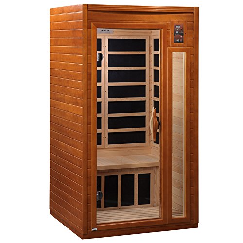 Dynamic Barcelona 1 to 2 Person Hemlock Wood Low EMF FAR Infrared Sauna For Home with LED Control Panel and Tempered Glass Door - Curbside Delivery