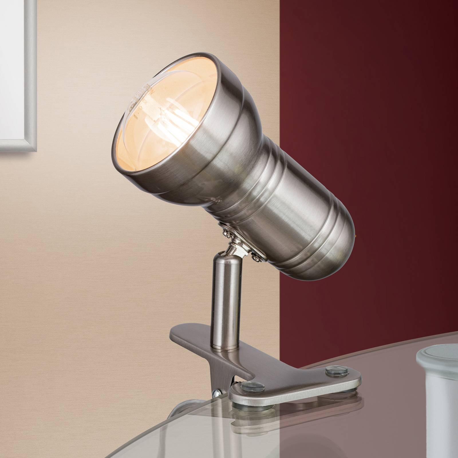 ORION Klemmleuchte SAMAL, alu / grau / zink, für Wohn- / Esszimmer, Metall, Modern, Klemmleuchte