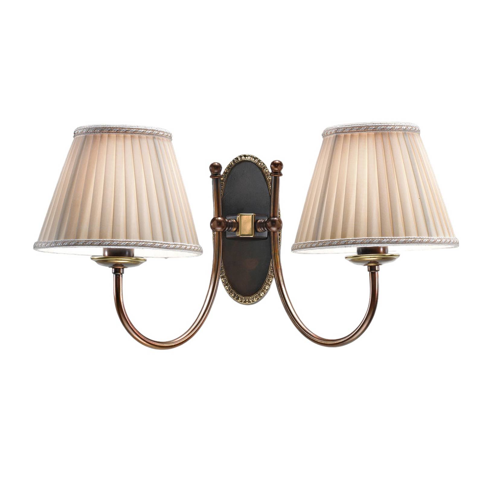 Cremasco Wandlampe CLASSIC, dimmbar, bronze / altmessing, für Wohn- / Esszimmer, Textil / Stoff / Seide, Antik, Wandleuchte, Wandlampe Innen